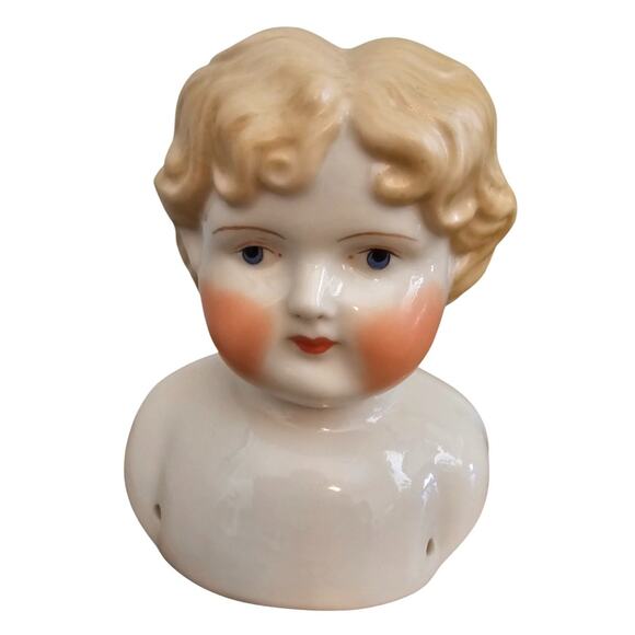 Vintage  Germany Blonde China Head Exposed Ears Curly Hair - Picture 1 of 7